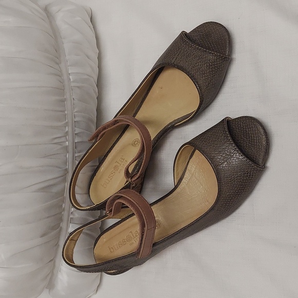 BUSSOLA Cork Wedge Sandals Leather Snakeskin Embossed - Picture 6 of 10